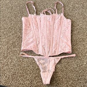 Victoria's Secret Pink Lace Corset and Panty Set